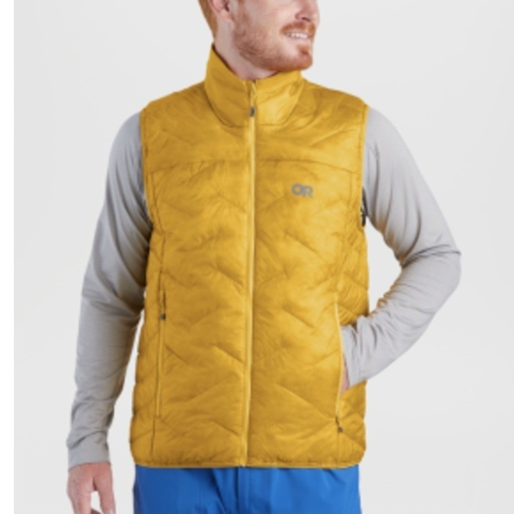 Outdoor Research SUPERSTRAND Men L Quilted Puffer Vest ULTRA Lightweight LARCH